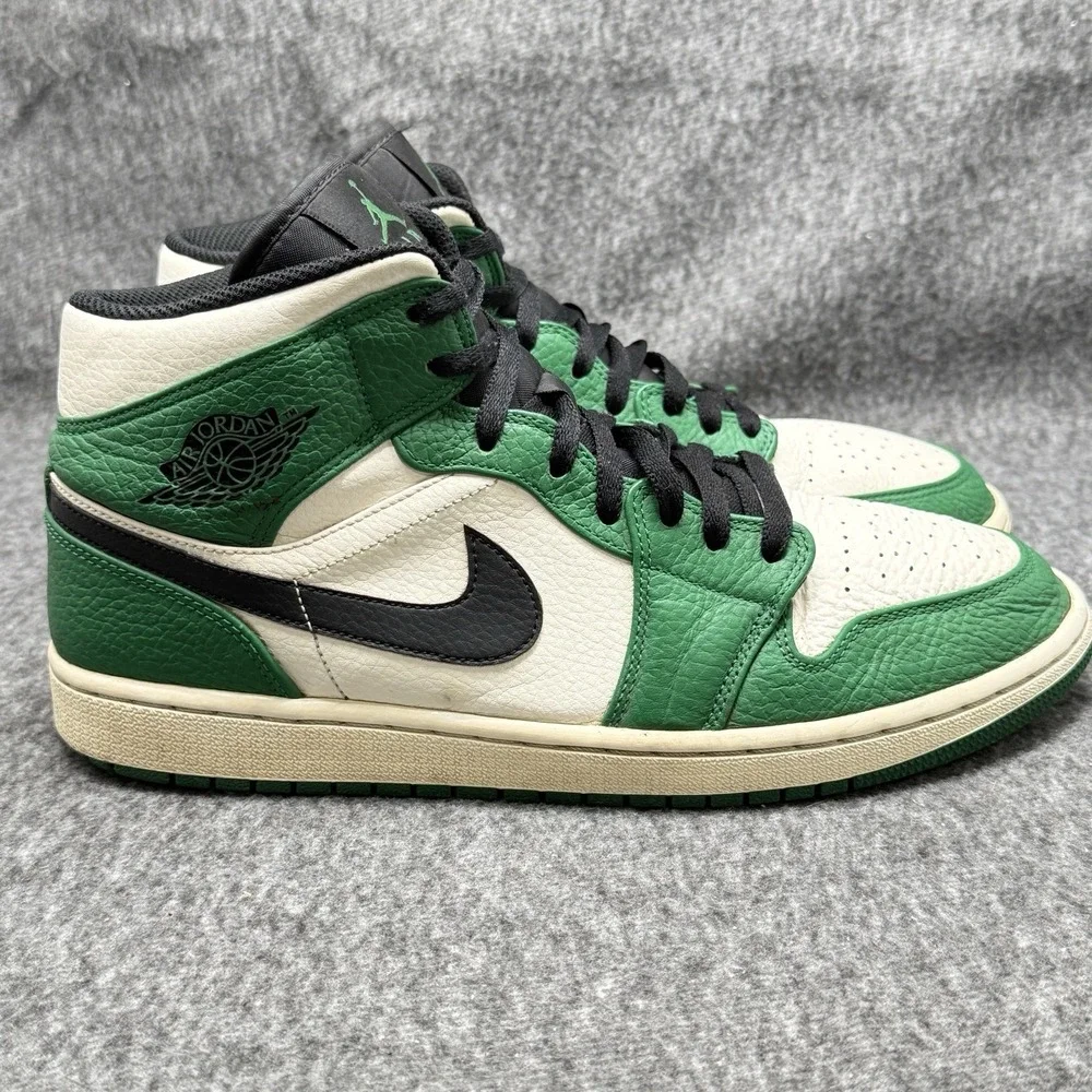 Nike Air‎ Jordan 1 Mid Lucky Green Black Sail Mens Sz 11.5 852542-301